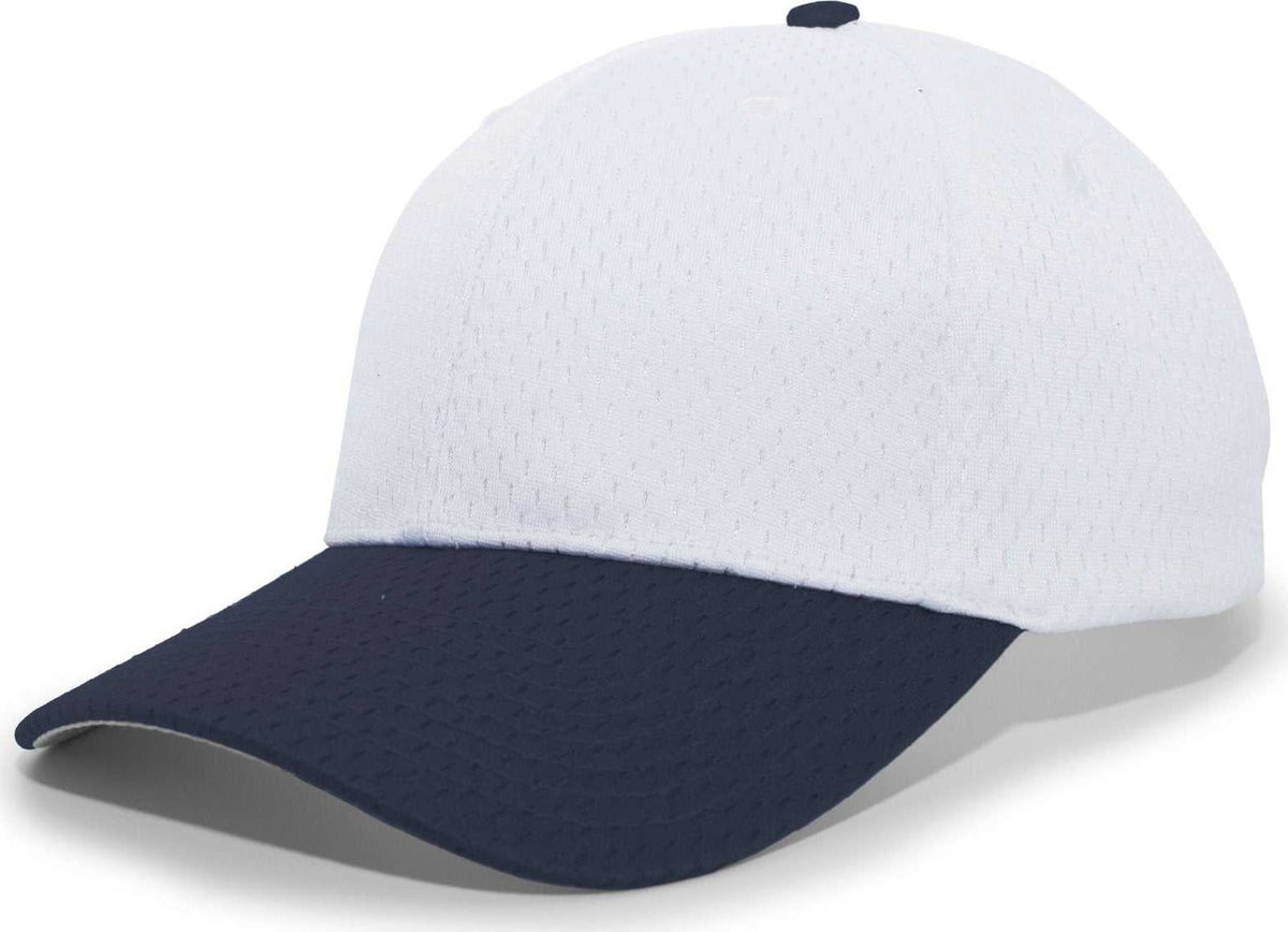 Pacific Headwear 805M Coolport Mesh Hook-and-Loop Cap - White Navy - HIT a Double