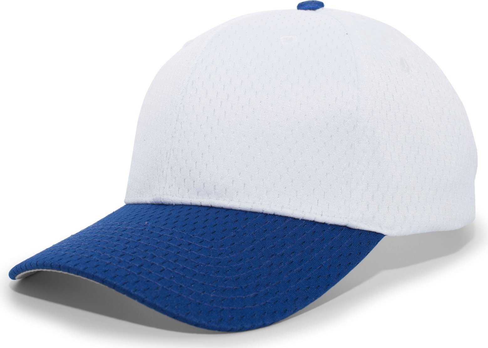 Pacific Headwear 805M Coolport Mesh Hook-and-Loop Cap - White Royal - HIT a Double