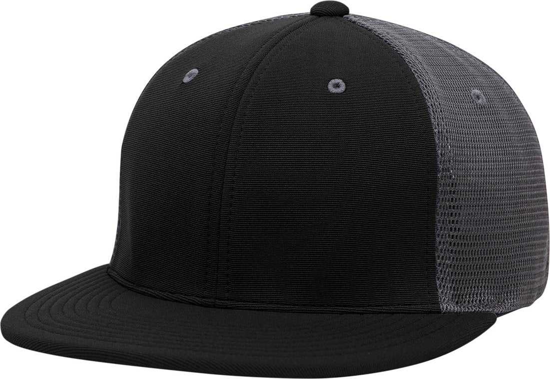 Pacific Headwear ES341 Premium M2 Performance Trucker Flexfit Cap - Black Graphite - HIT a Double