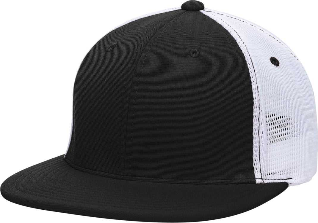 Pacific Headwear ES341 Premium M2 Performance Trucker Flexfit Cap - Black White - HIT a Double