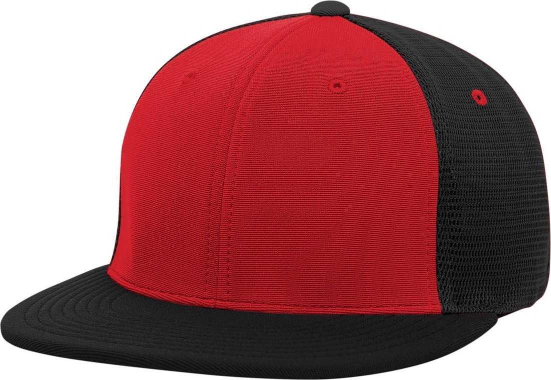 Pacific Headwear ES341 Premium M2 Performance Trucker Flexfit Cap - Red Black - HIT a Double