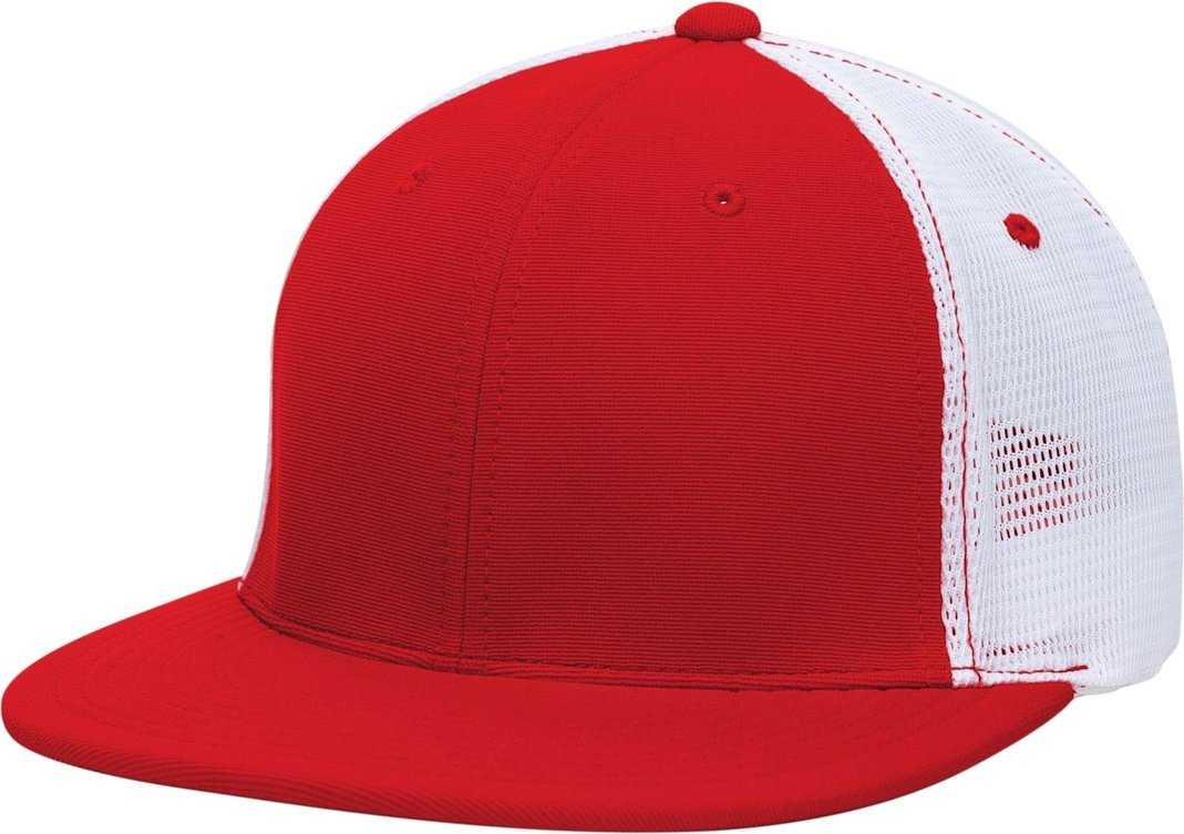 Pacific Headwear ES341 Premium M2 Performance Trucker Flexfit Cap - Red White - HIT a Double