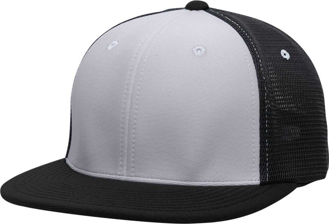 Pacific Headwear ES341 Premium M2 Performance Trucker Flexfit Cap - Silver Black - HIT a Double