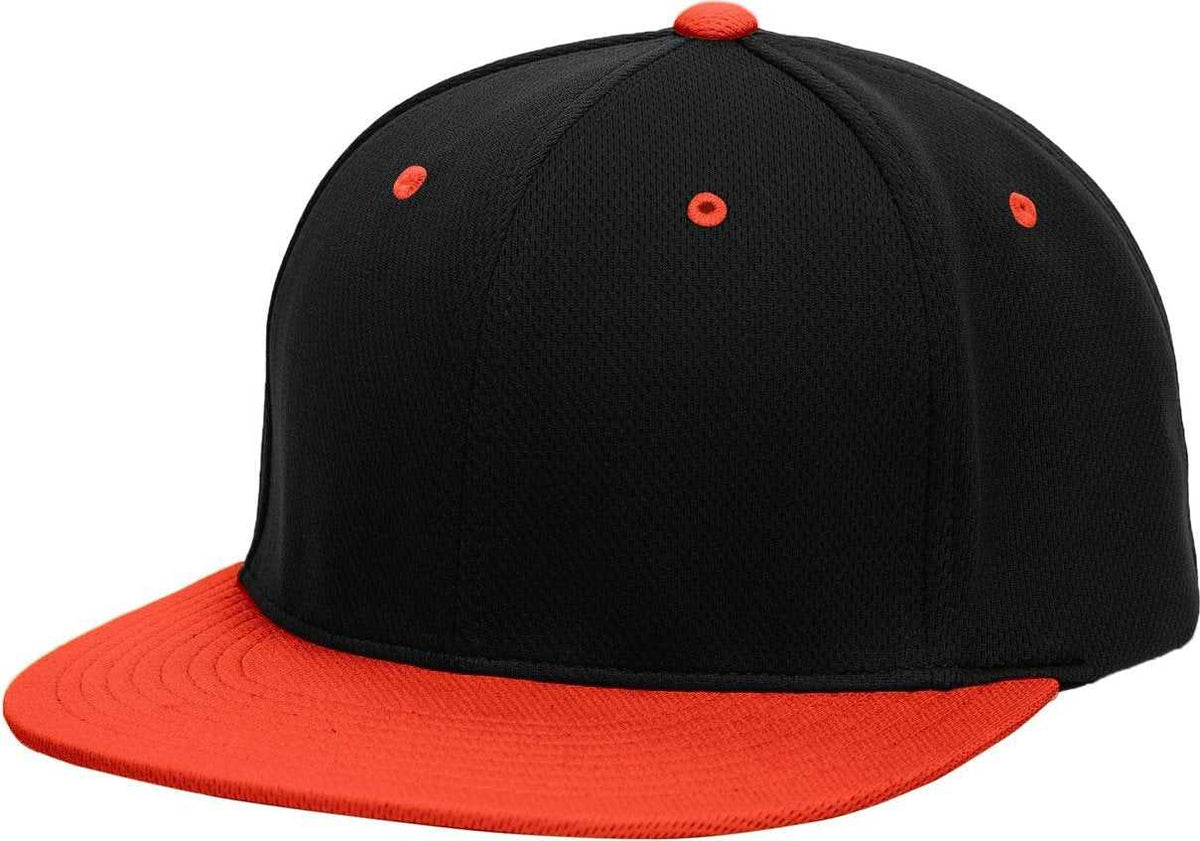 Pacific Headwear ES342 Premium P-Tec Performance Flexfit Cap - Black Orange - HIT a Double