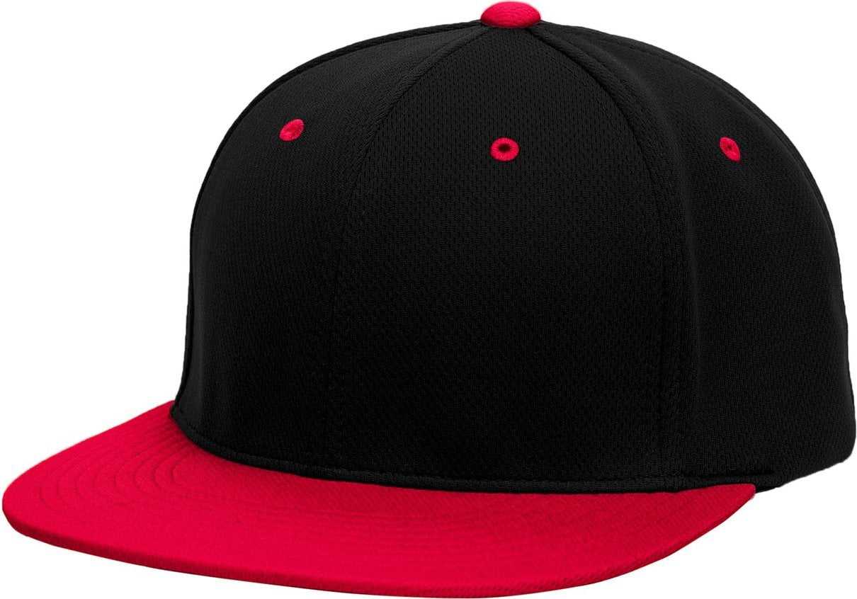 Pacific Headwear ES342 Premium P-Tec Performance Flexfit Cap - Black Red - HIT a Double