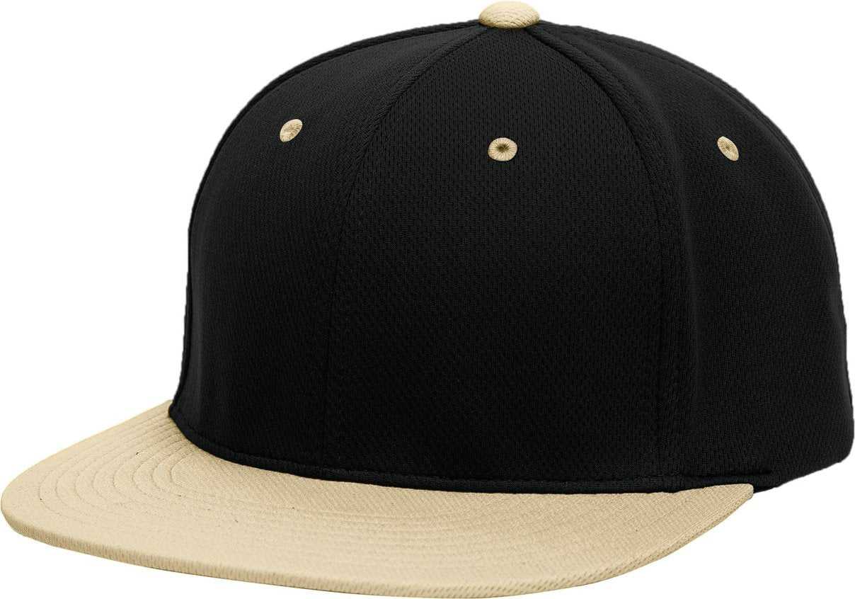 Pacific Headwear ES342 Premium P-Tec Performance Flexfit Cap - Black Vegas Gold - HIT a Double