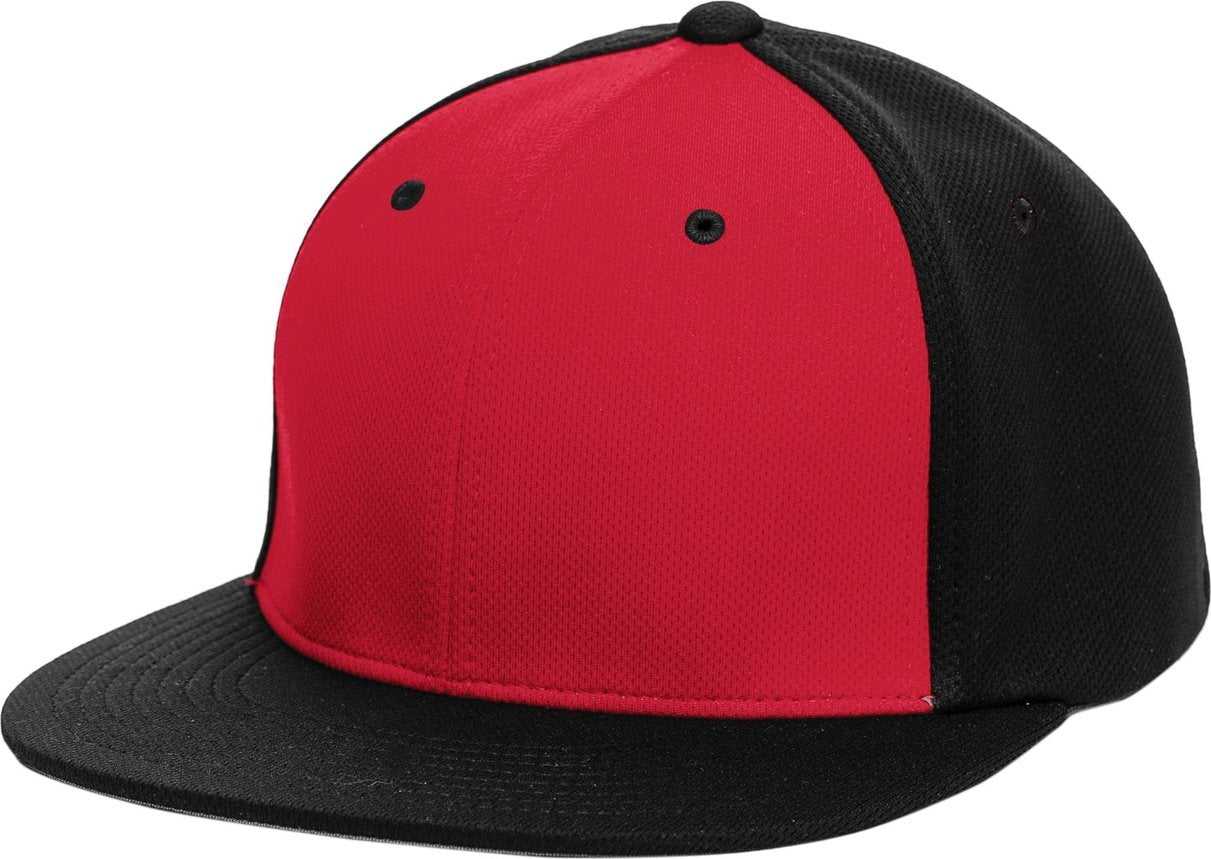 Pacific Headwear ES342 Premium P-Tec Performance Flexfit Cap - Red Black Black - HIT a Double