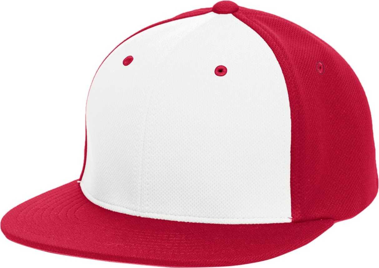 Pacific Headwear ES342 Premium P-Tec Performance Flexfit Cap - White Red Red - HIT a Double