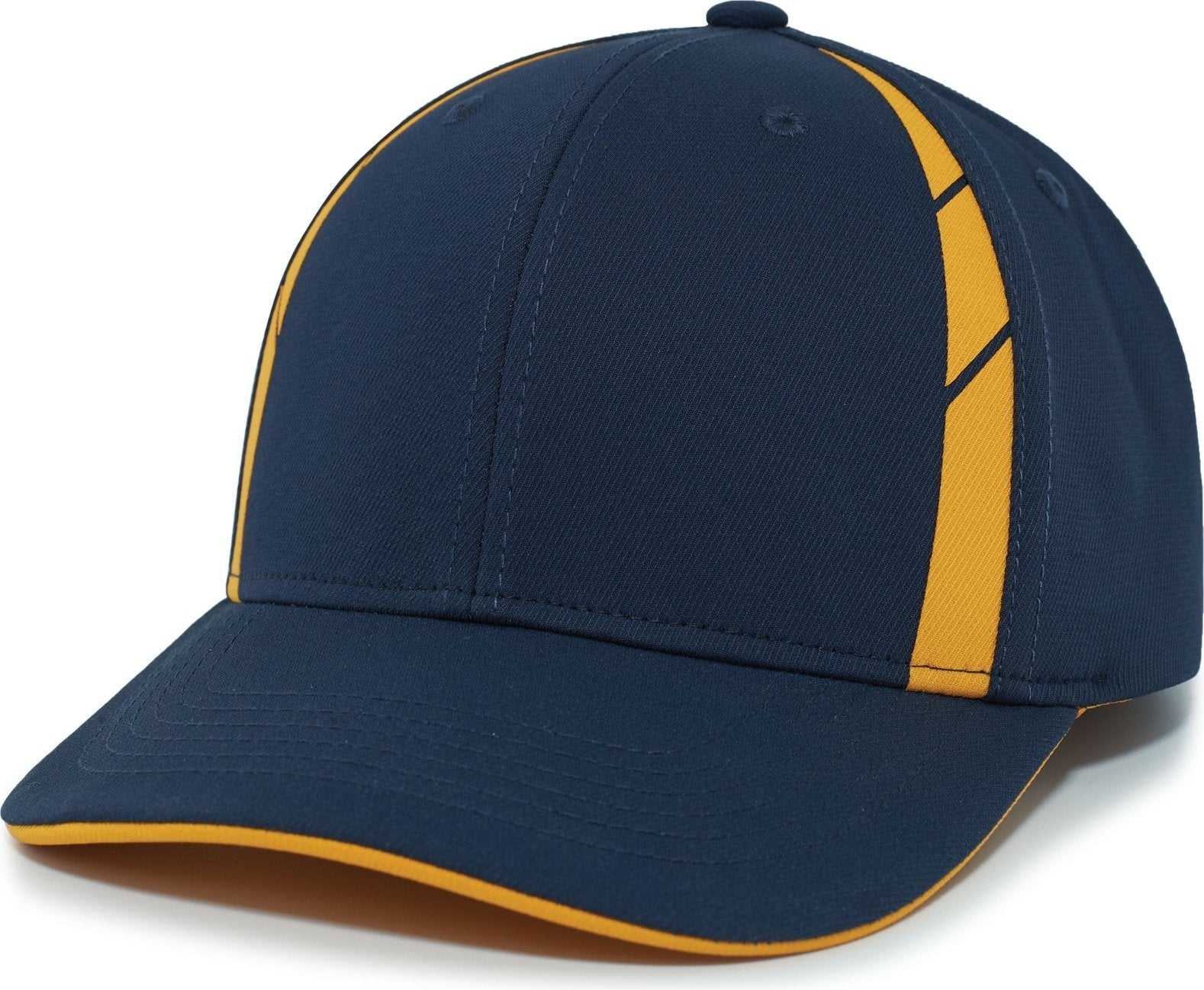 Pacific Headwear P303 Coolcore Sideline Snapback Cap - Navy Gold - HIT a Double