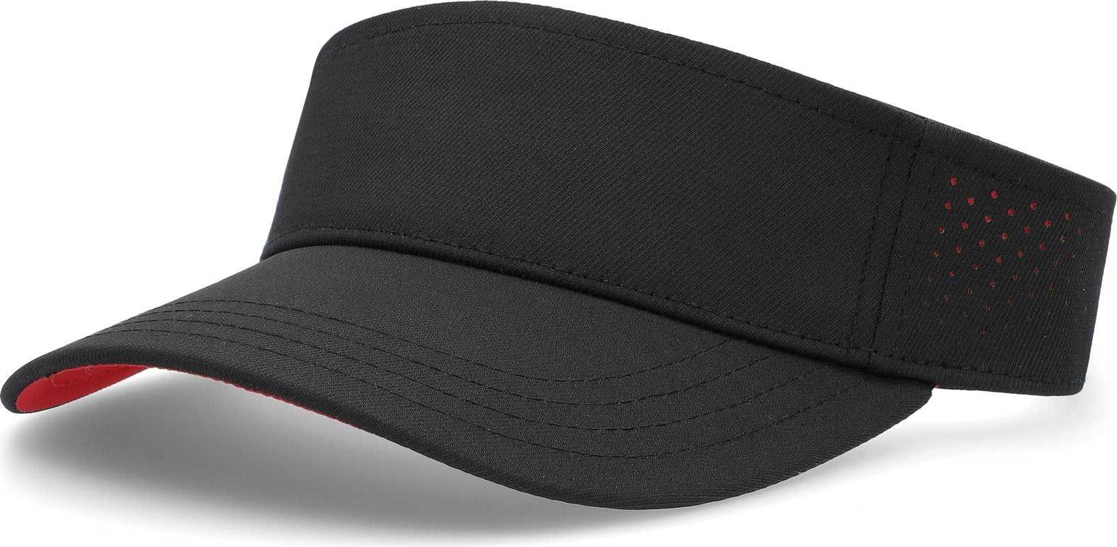 Pacific Headwear P500 Perforated Coolcore Visor - Black Red - HIT a Double