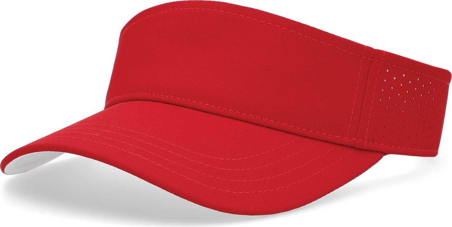 Pacific Headwear P500 Perforated Coolcore Visor - Red White - HIT a Double