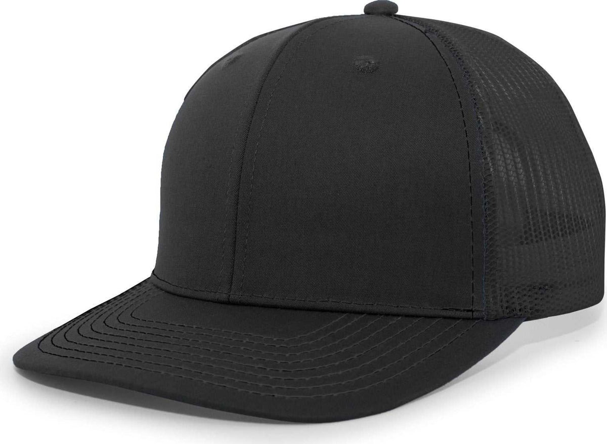 Pacific Headwear PE10 Trucker Snapback Cap - Black Black - HIT a Double