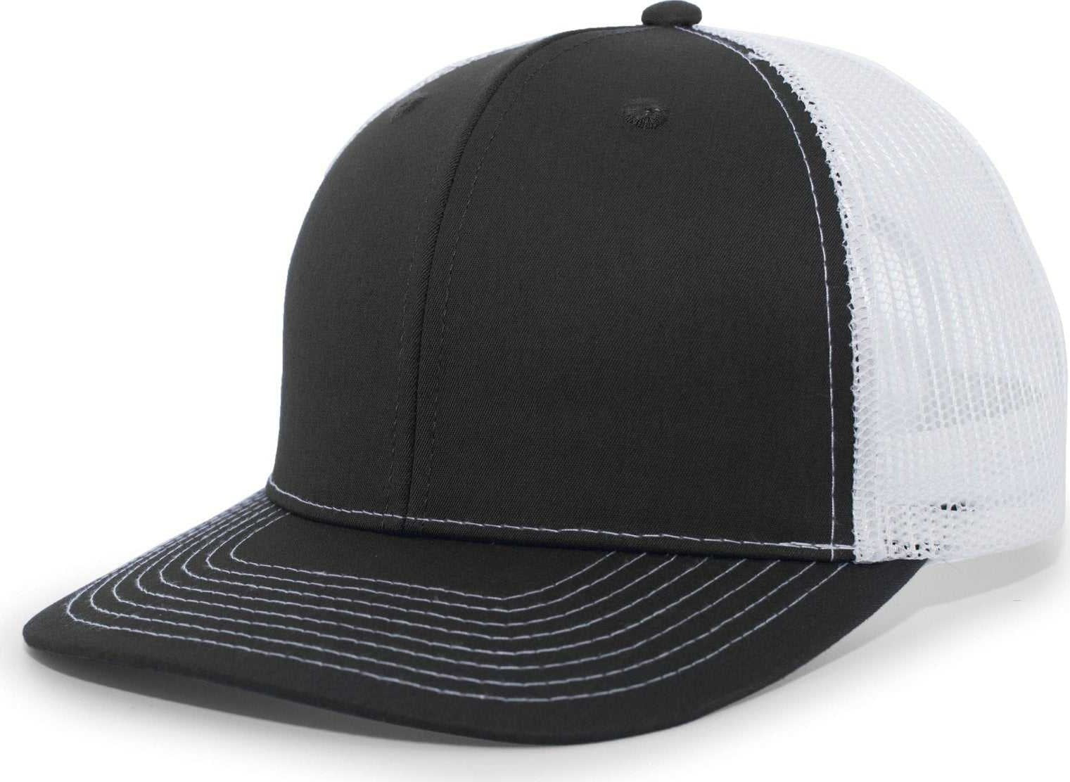 Pacific Headwear PE10 Trucker Snapback Cap - Black White - HIT a Double