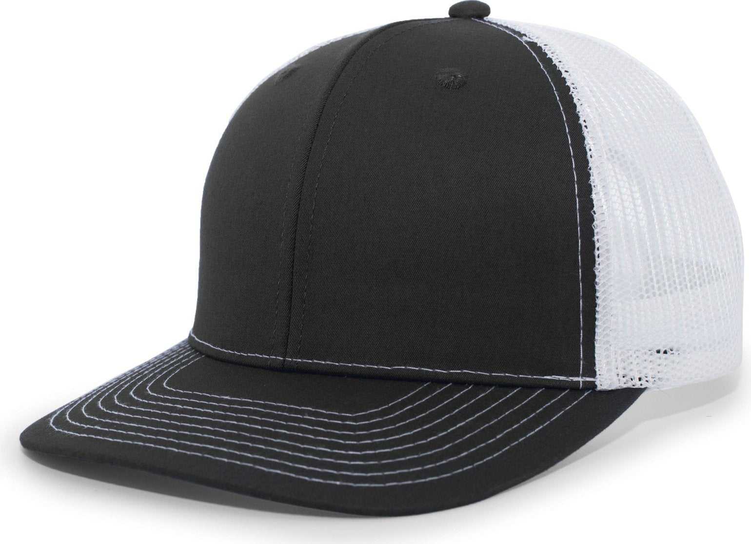 Pacific Headwear PE10 Trucker Snapback Cap - Black White - HIT a Double