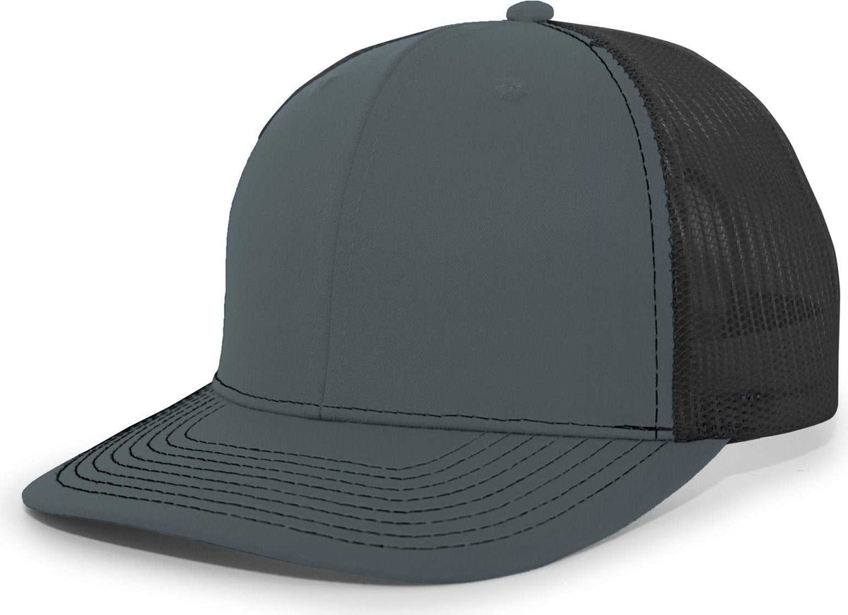 Pacific Headwear PE10 Trucker Snapback Cap - Graphite Black - HIT a Double