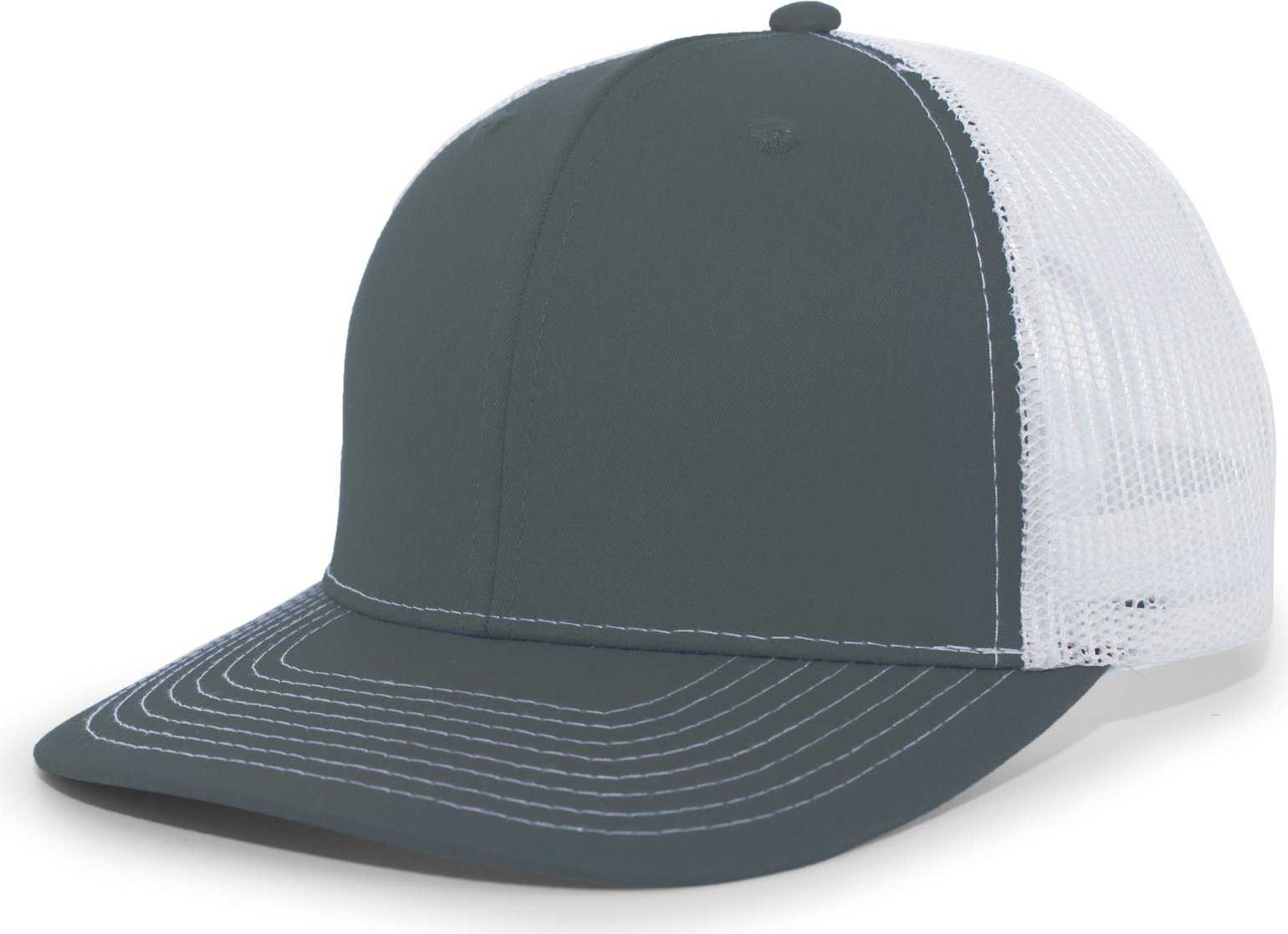 Pacific Headwear PE10 Trucker Snapback Cap - Graphite White - HIT a Double