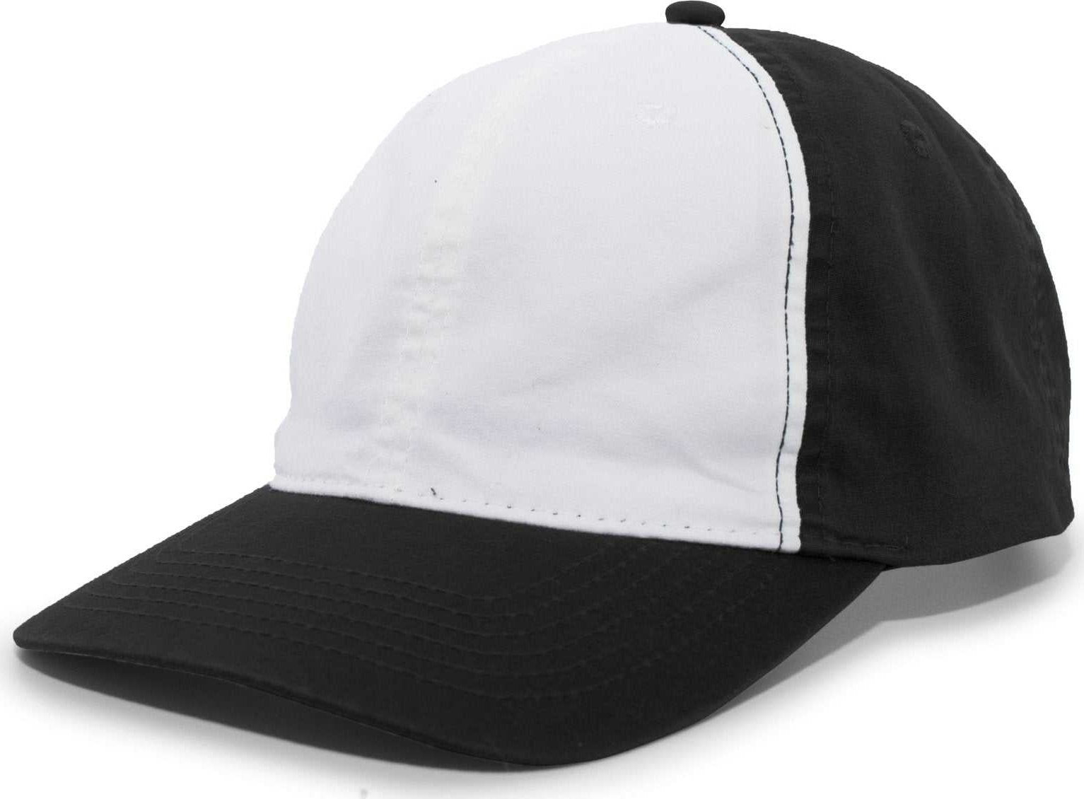 Pacific Headwear V57 Vintage Cotton Buckle Back Cap - Black White - HIT a Double