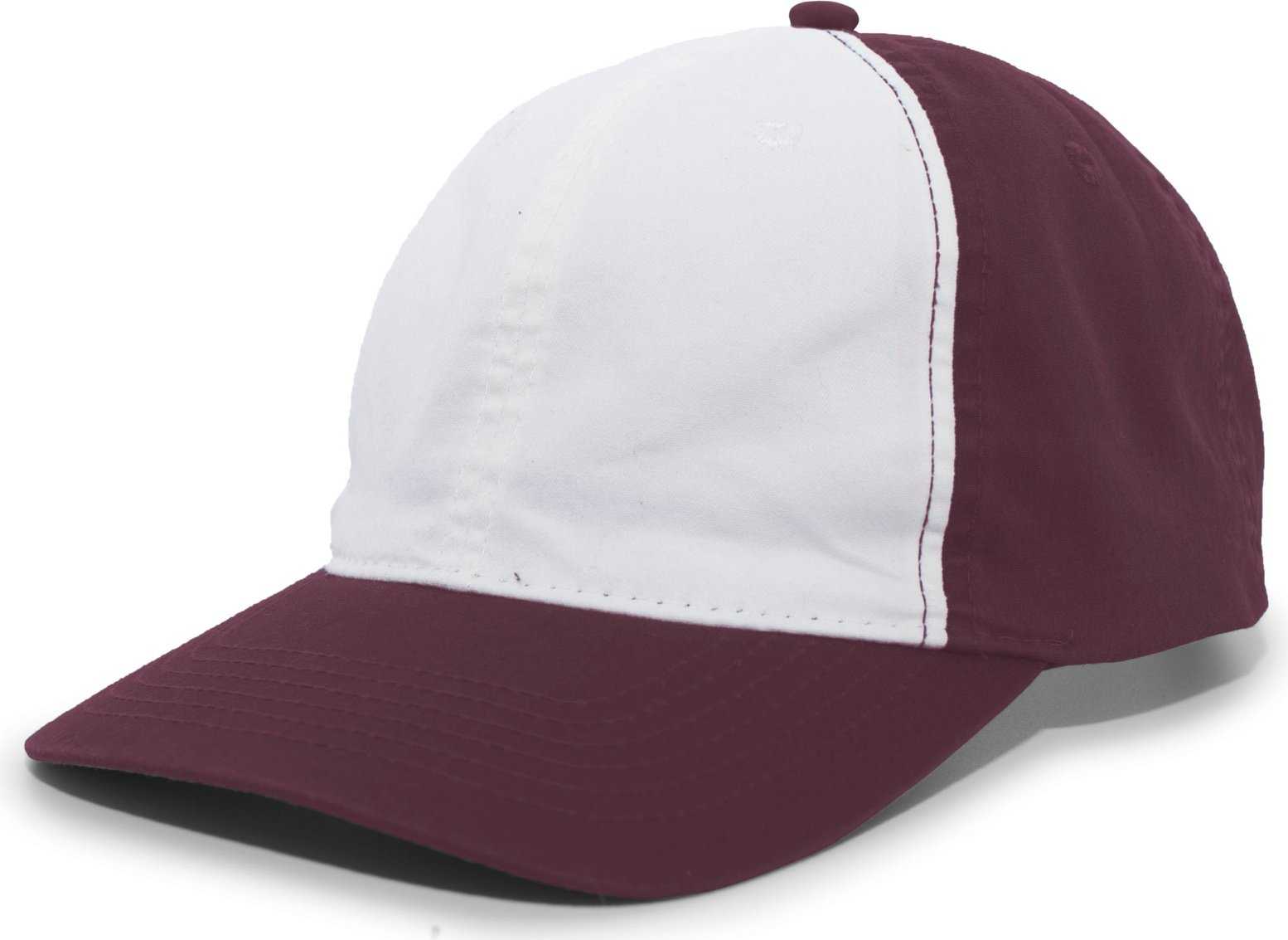 Pacific Headwear V57 Vintage Cotton Buckle Back Cap - Maroon White - HIT a Double