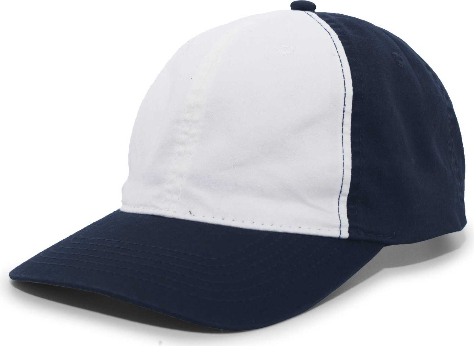 Pacific Headwear V57 Vintage Cotton Buckle Back Cap - Navy White - HIT a Double