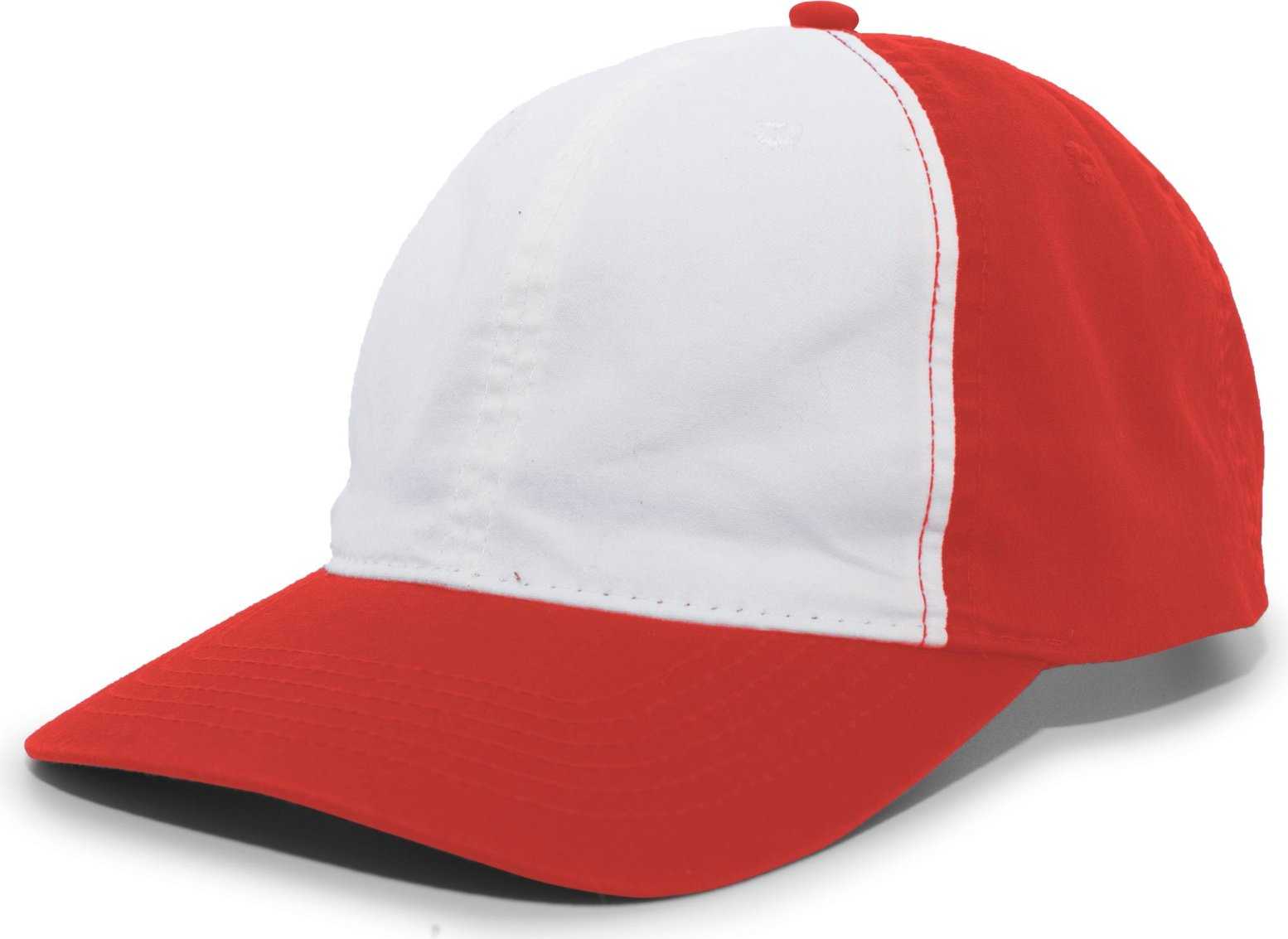 Pacific Headwear V57 Vintage Cotton Buckle Back Cap - Red White - HIT a Double