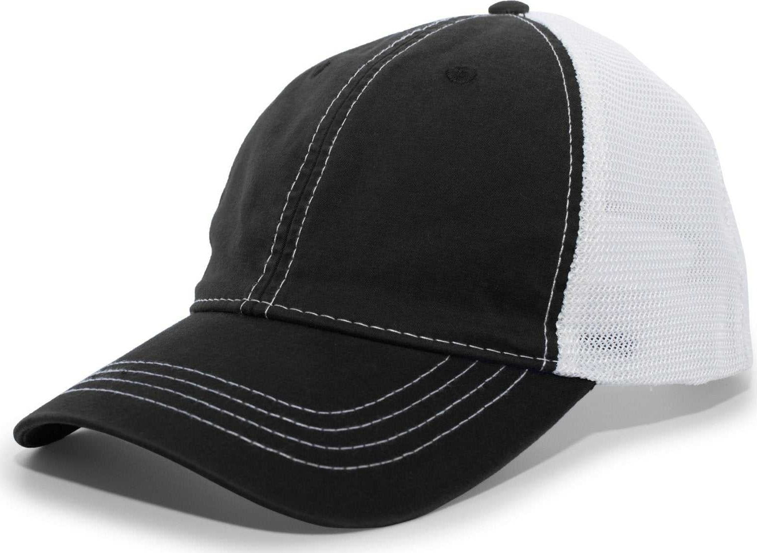 Pacific Headwear V67 Vintage Trucker Mesh Snapback Cap - Black White - HIT a Double