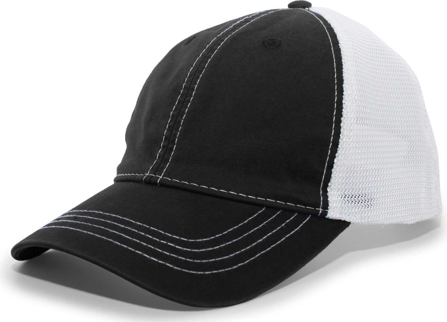 Pacific Headwear V67 Vintage Trucker Mesh Snapback Cap - Black White - HIT a Double