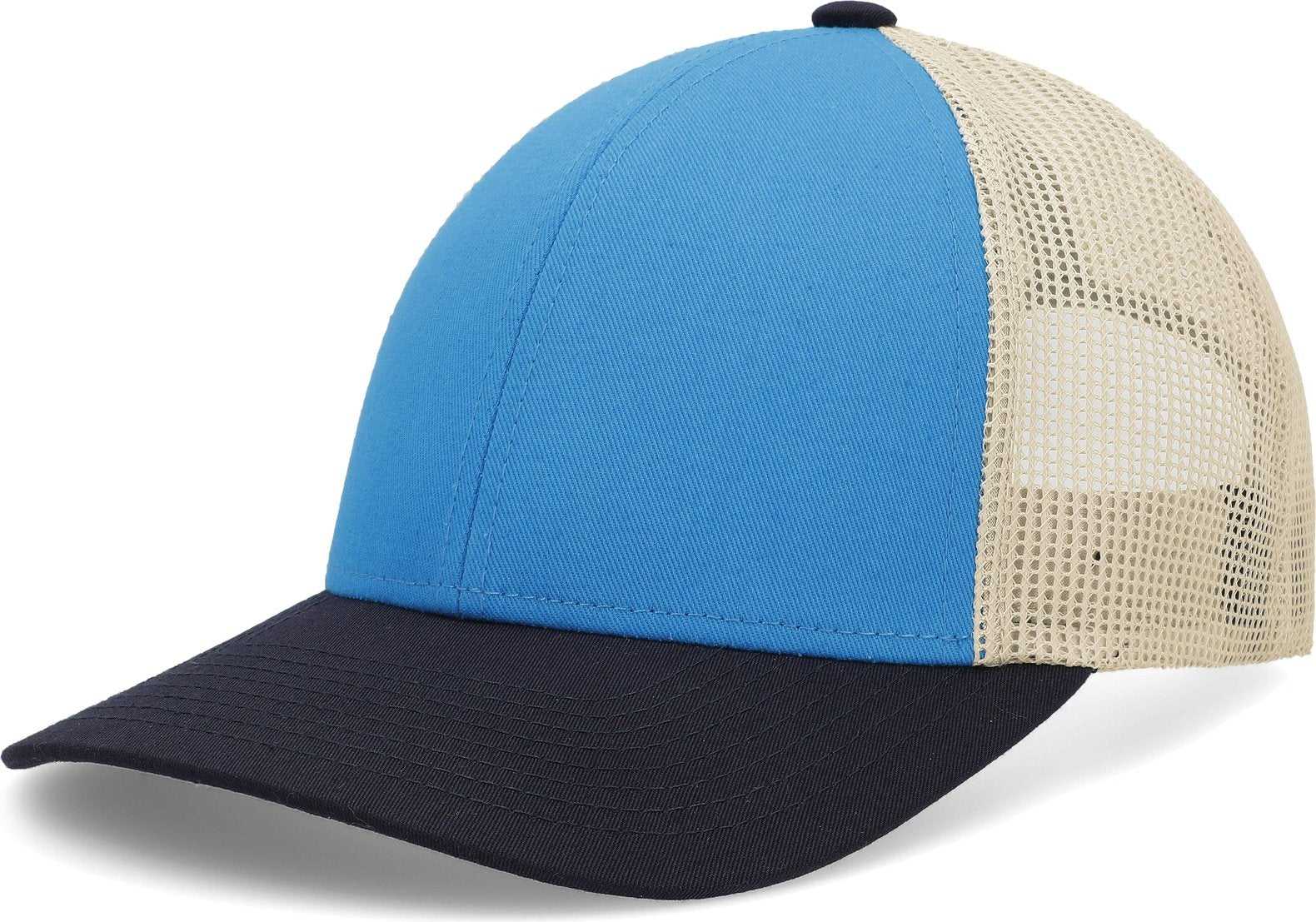 Pacific P114 Low-Pro Trucker Cap - Panther Teal Beige Navy - HIT a Double