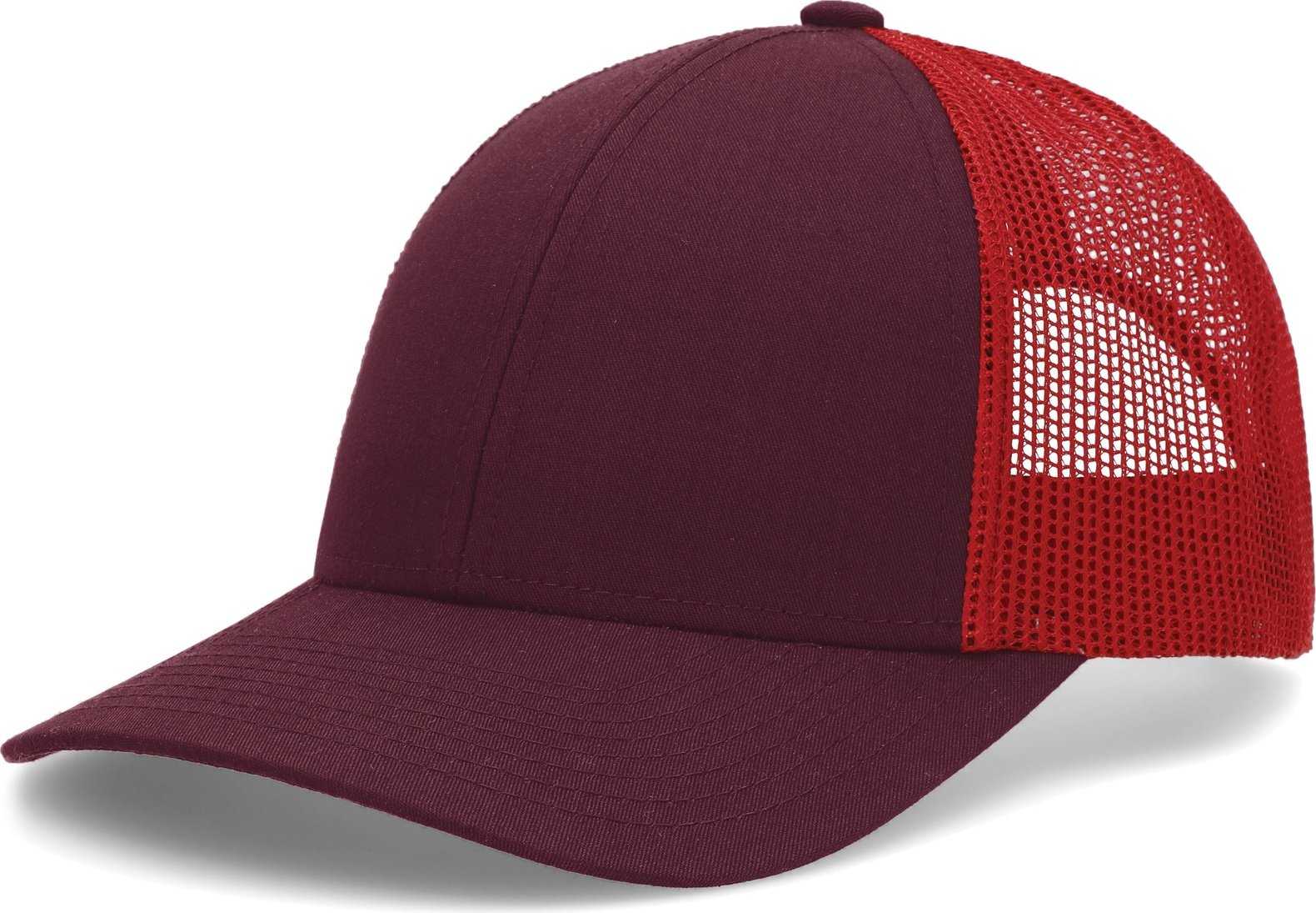 Pacific P114 Low-Pro Trucker Cap - Maroon Red Maroon - HIT a Double