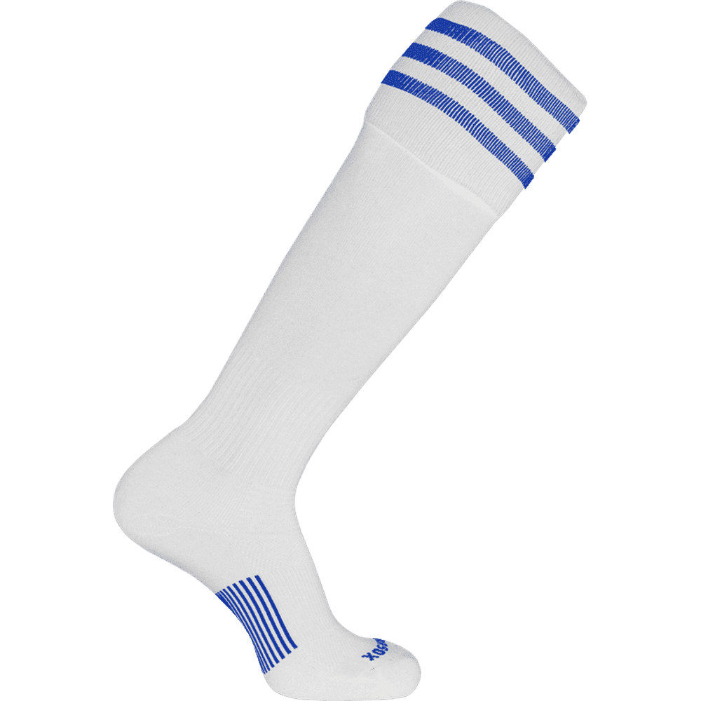 Pearsox Euro 3-Stripe Knee High Socks - White 3 Royal Stripes - HIT a Double