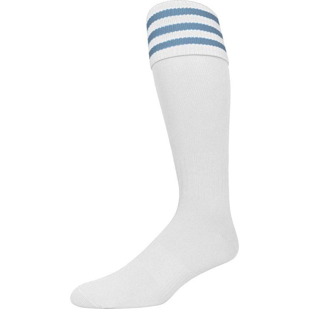 Pearsox Euro 3-Stripe Knee High Socks - White 3 Sky Stripes - HIT a Double