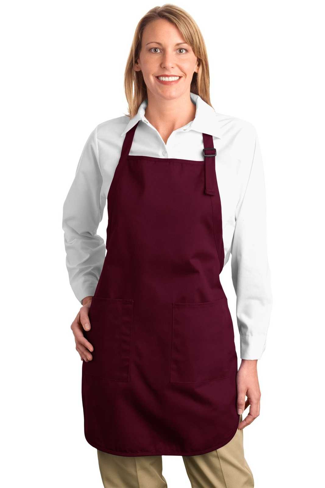Port Authority A500 Full-Length Apron with Pockets - Maroon - HIT a Double - 1