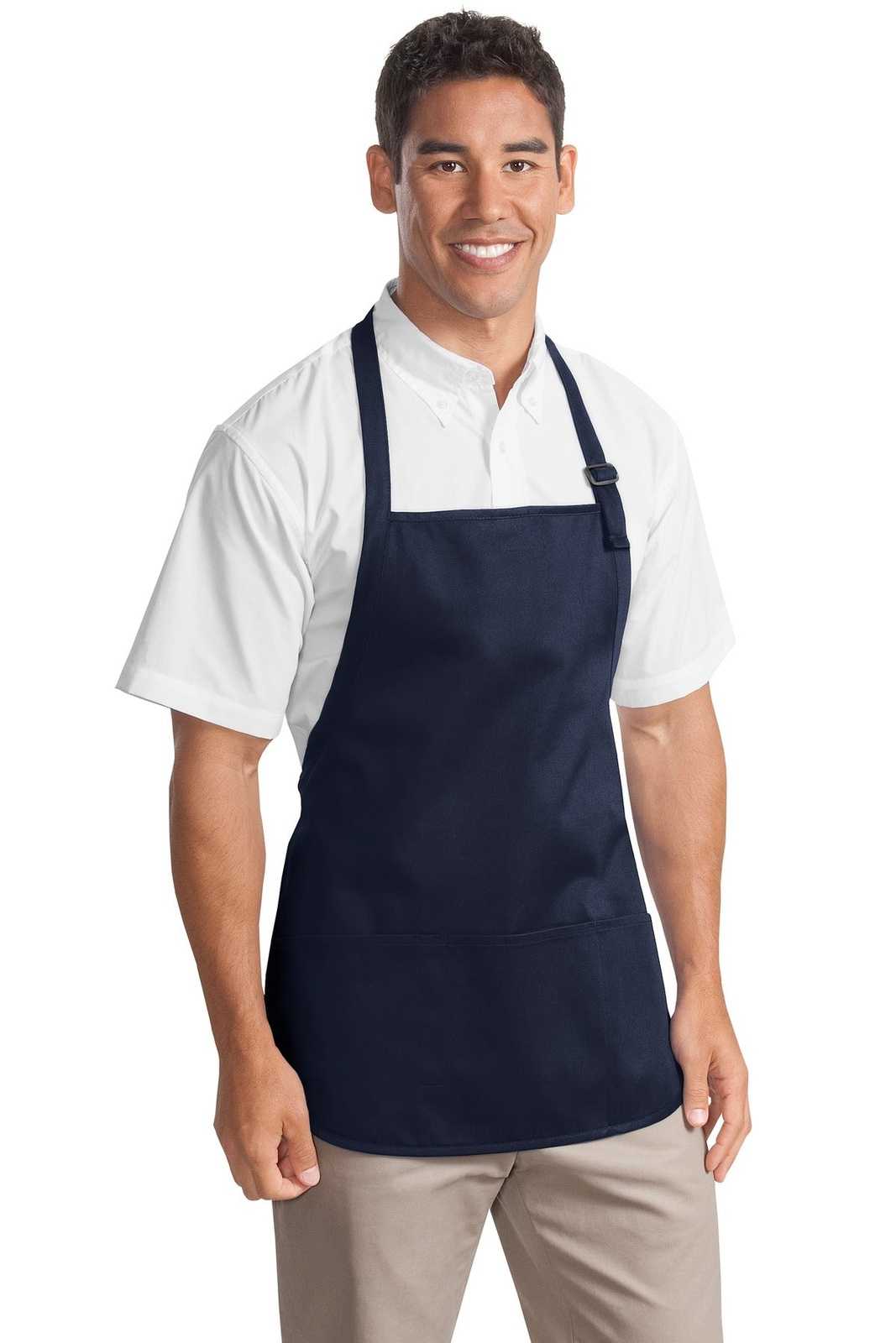 Port Authority A510 Medium-Length Apron with Pouch Pockets - Navy - HIT a Double - 1