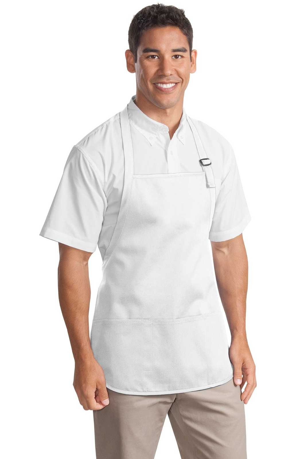 Port Authority A510 Medium-Length Apron with Pouch Pockets - White - HIT a Double - 1