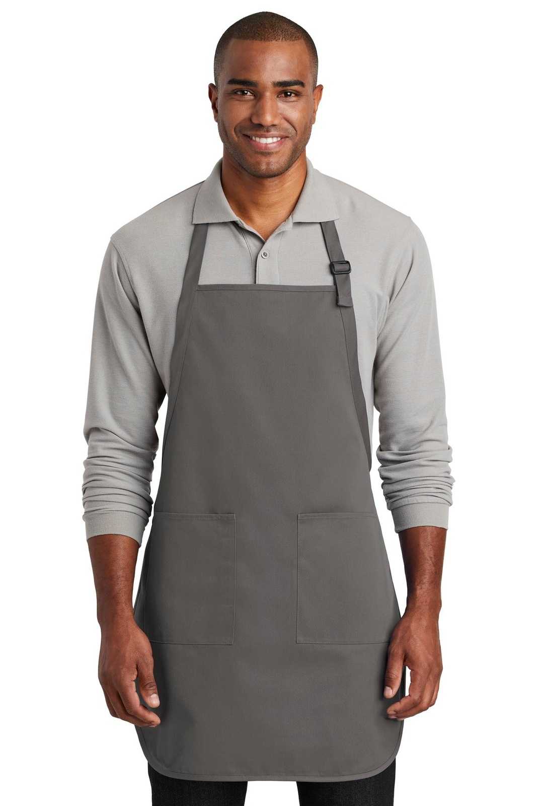 Port Authority A600 Full-Length Two-Pocket Bib Apron - Charcoal - HIT a Double - 1