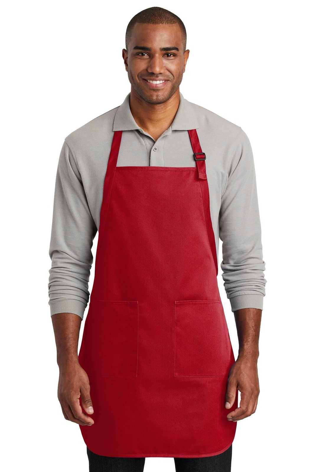 Port Authority A600 Full-Length Two-Pocket Bib Apron - Red - HIT a Double - 1