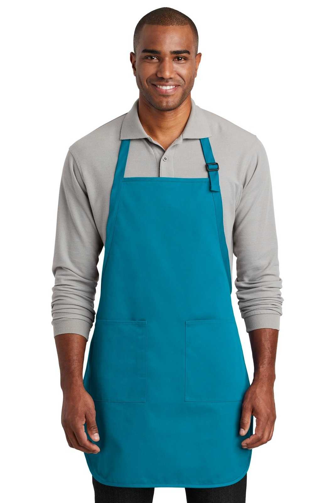 Port Authority A600 Full-Length Two-Pocket Bib Apron - Sapphire - HIT a Double - 1