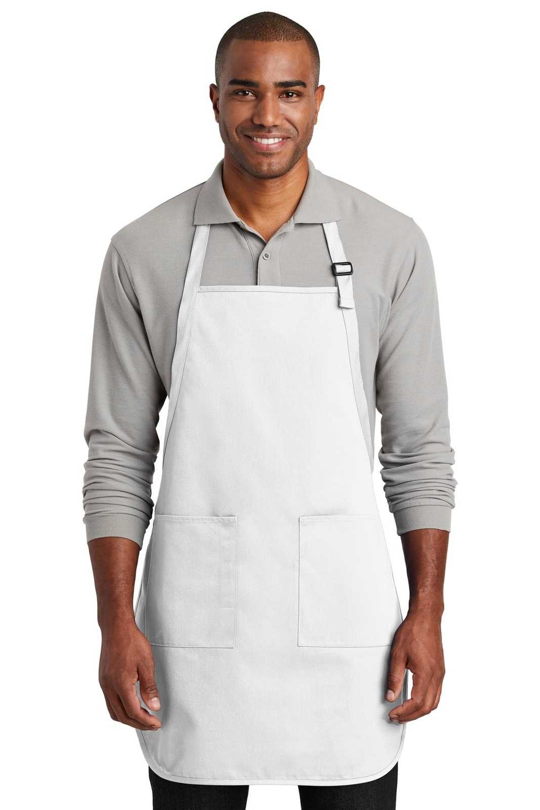 Port Authority A600 Full-Length Two-Pocket Bib Apron - White - HIT a Double - 1