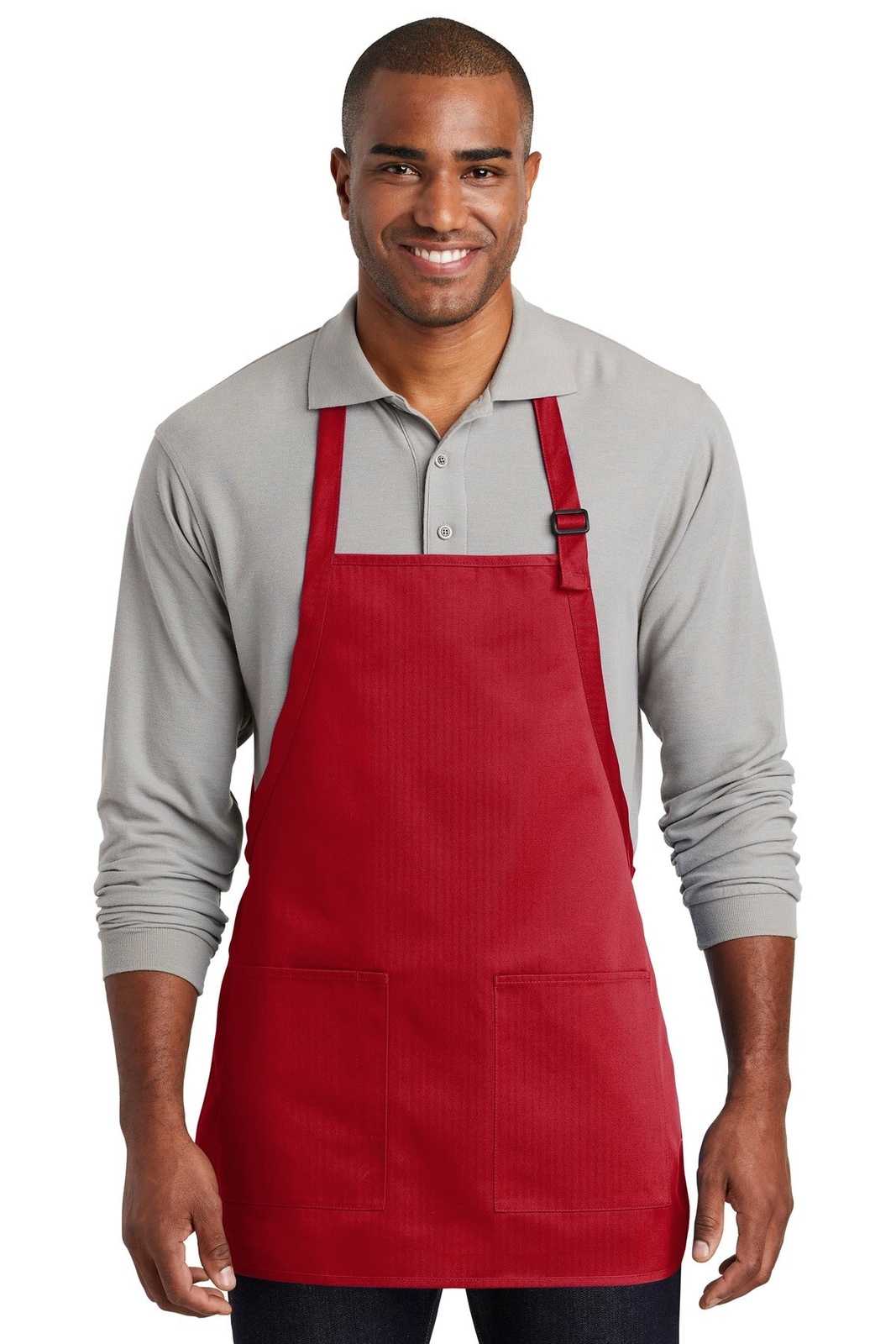 Port Authority A601 Medium-Length Two-Pocket Bib Apron - Red - HIT a Double - 1