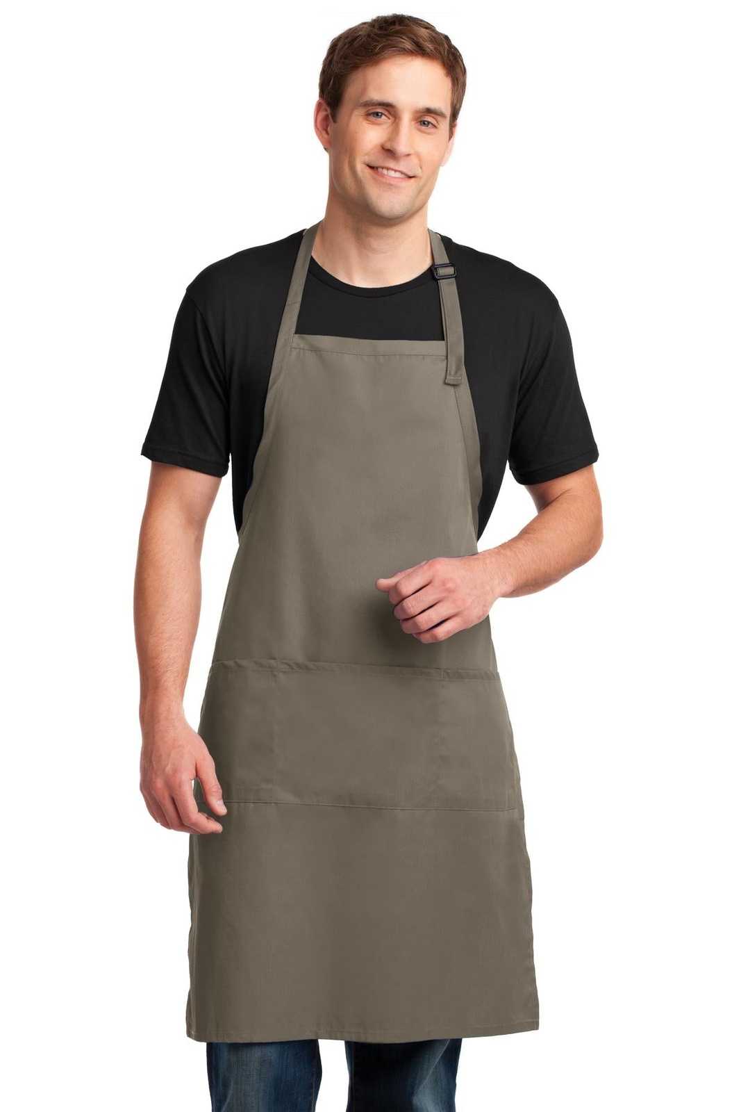 Port Authority A700 Easy Care Extra Long Bib Apron with Stain Release - Khaki - HIT a Double - 1