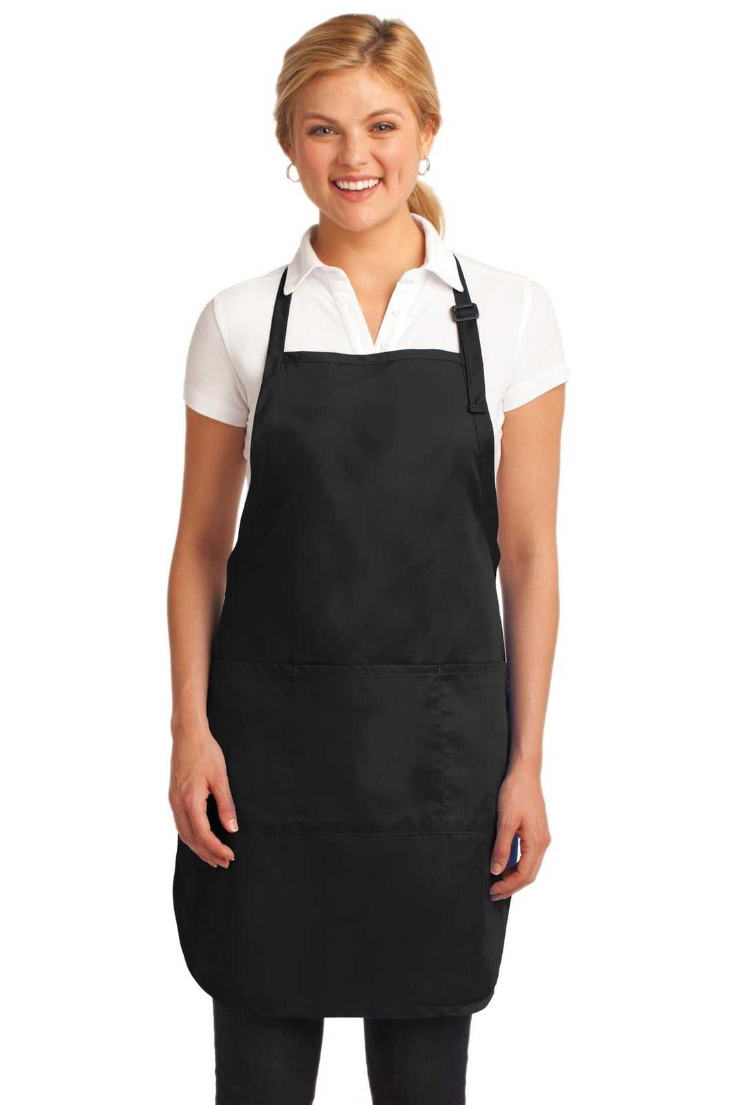 Port Authority A703 Easy Care Full-Length Apron with Stain Release - Black - HIT a Double - 1