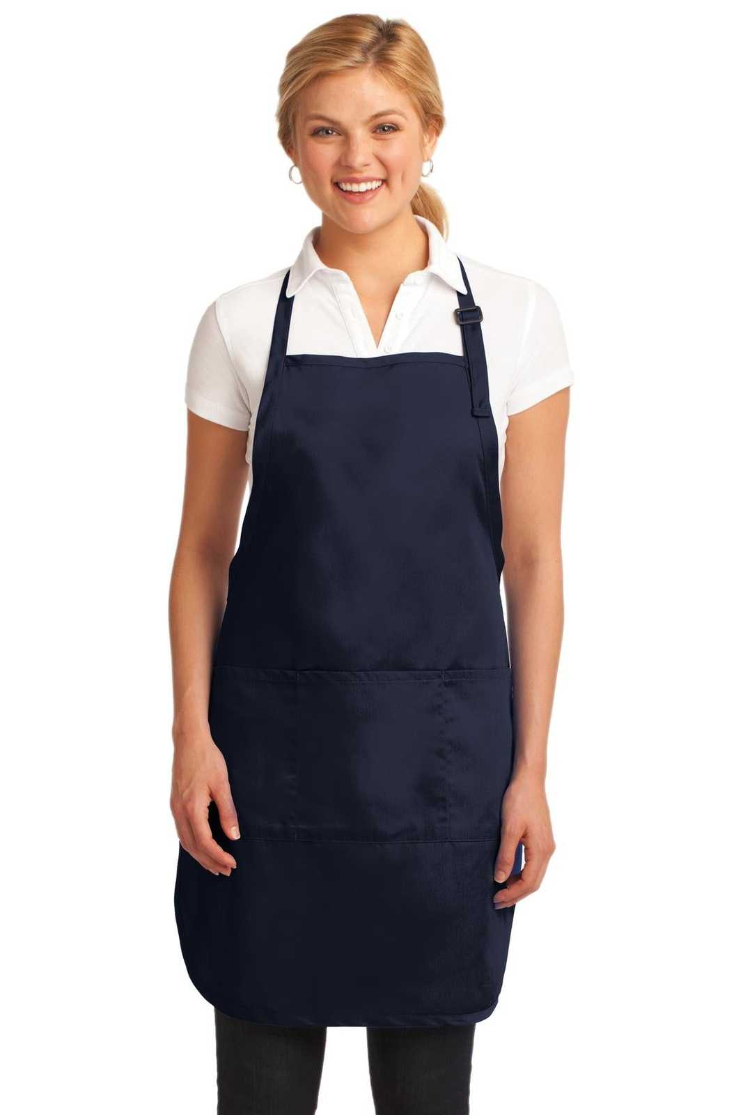 Port Authority A703 Easy Care Full-Length Apron with Stain Release - Navy - HIT a Double - 1