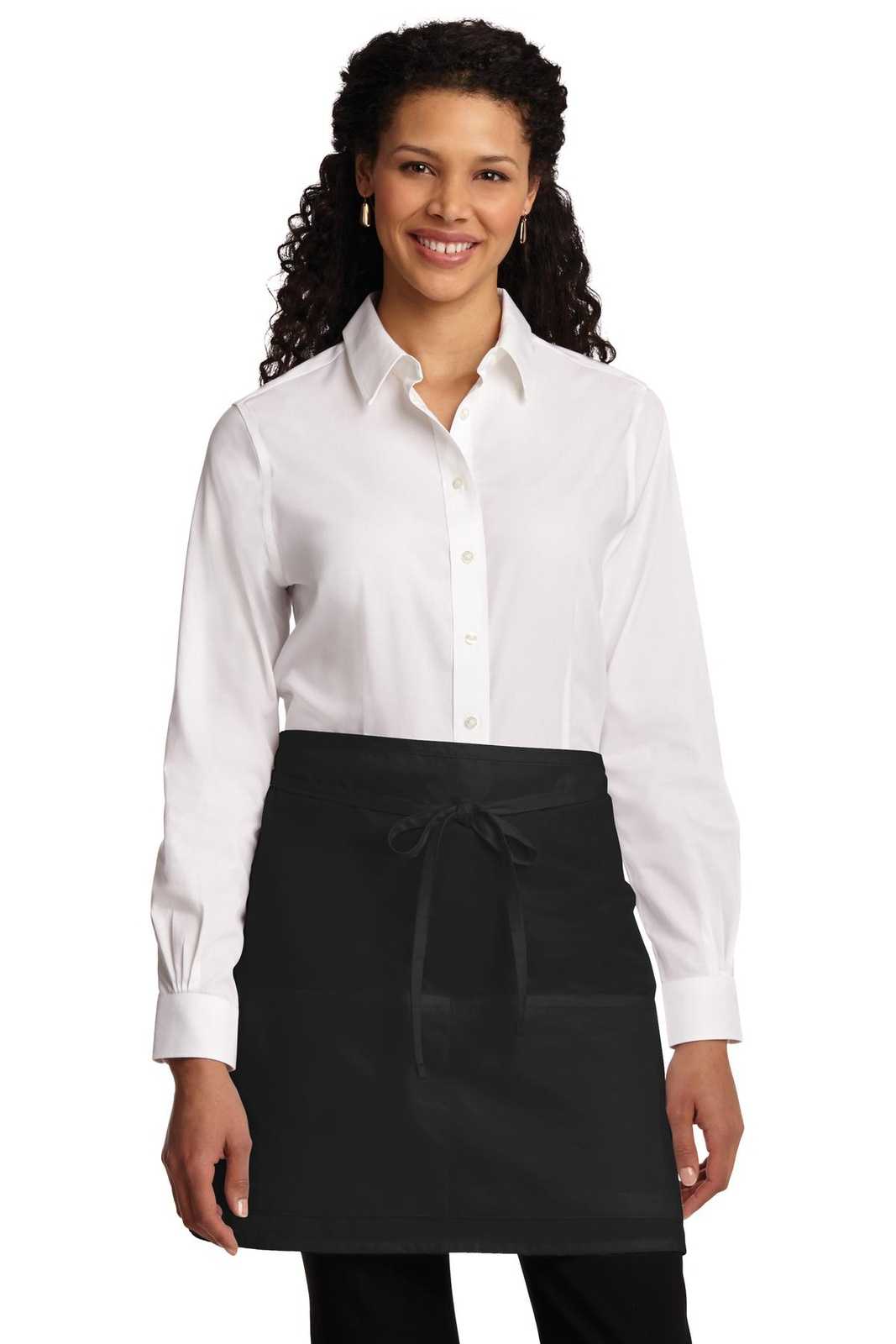Port Authority A706 Easy Care Half Bistro Apron with Stain Release - Black - HIT a Double - 1