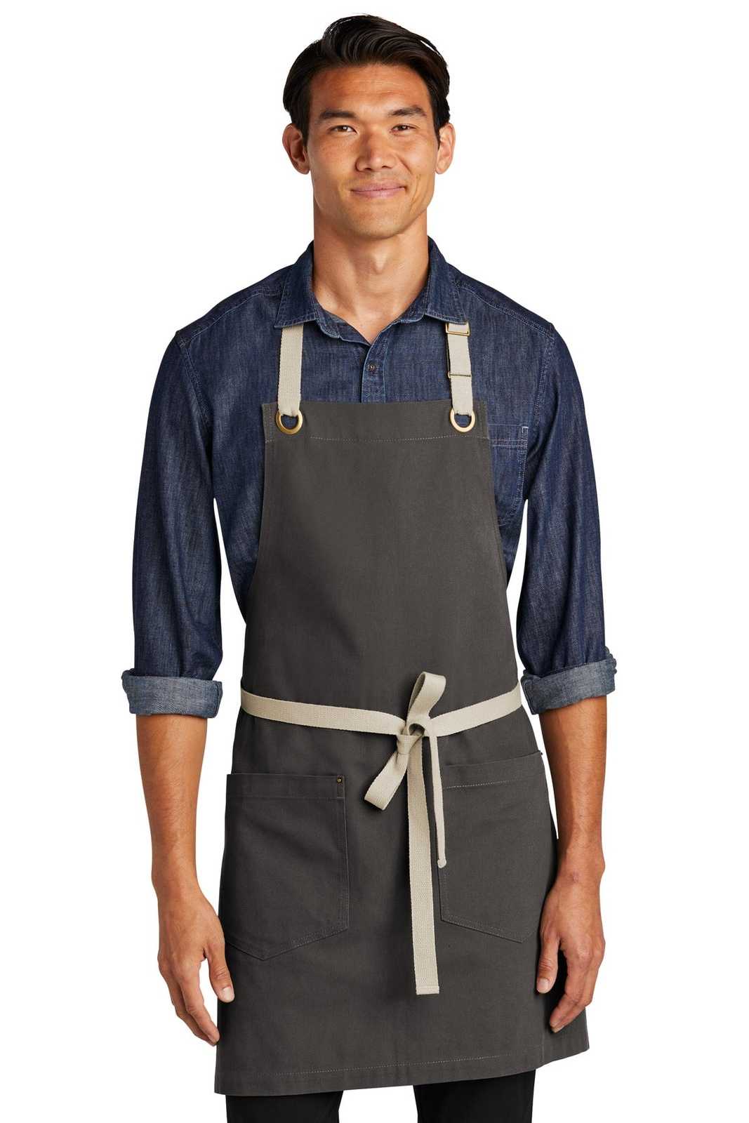 Port Authority A815 Canvas Full-Length Two-Pocket Apron - Magnet Stone - HIT a Double - 1