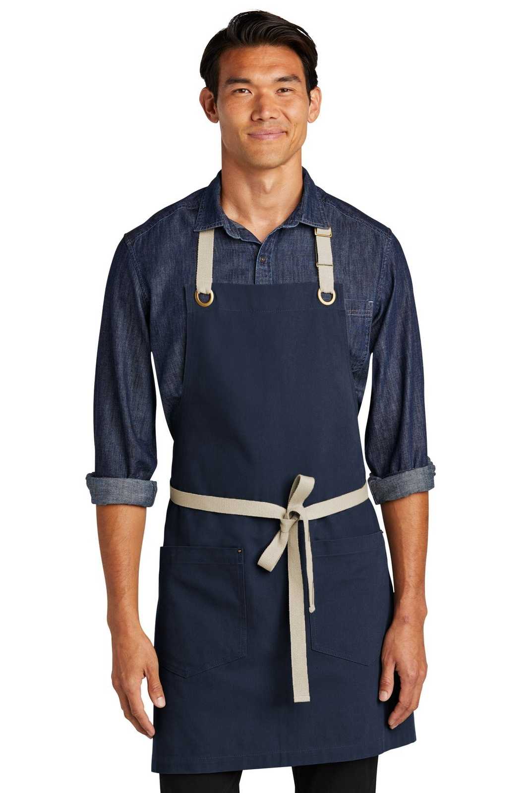 Port Authority A815 Canvas Full-Length Two-Pocket Apron - River Blue Navy Stone - HIT a Double - 1