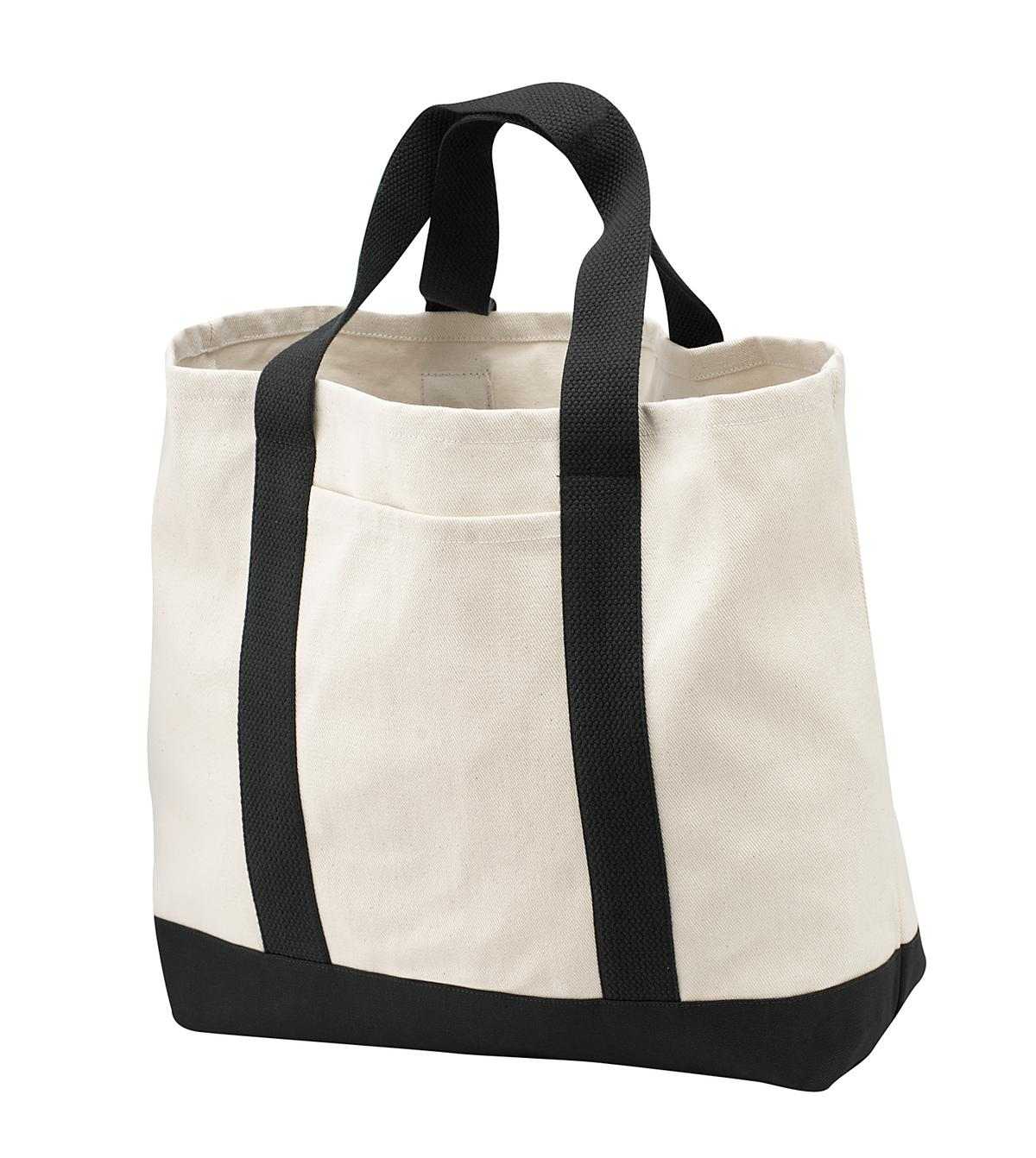 Port Authority B400 Two-Tone Shopping Tote - Natural Black - HIT a Double - 1