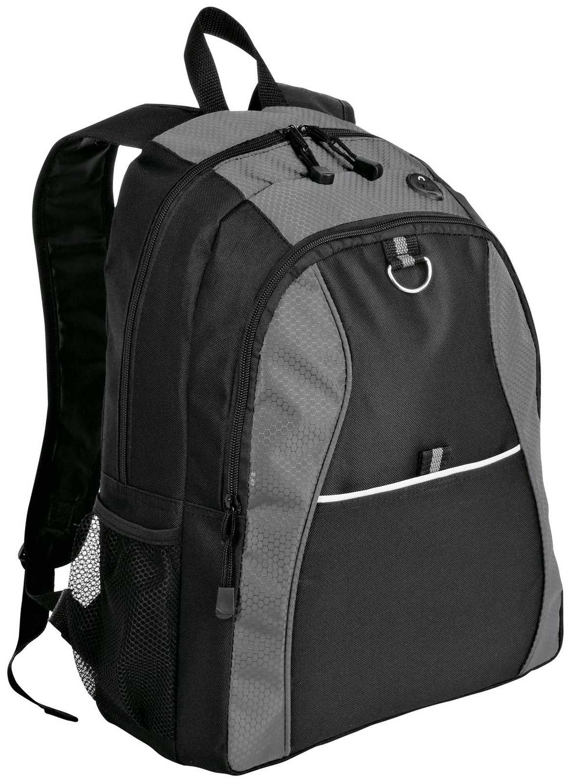 Port Authority BG1020 Contrast Honeycomb Backpack - Gray Black - HIT a Double - 1
