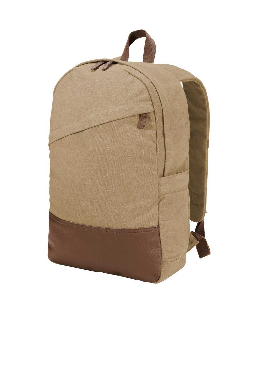Port Authority BG210 Cotton Canvas Backpack - Desert Khaki - HIT a Double - 1