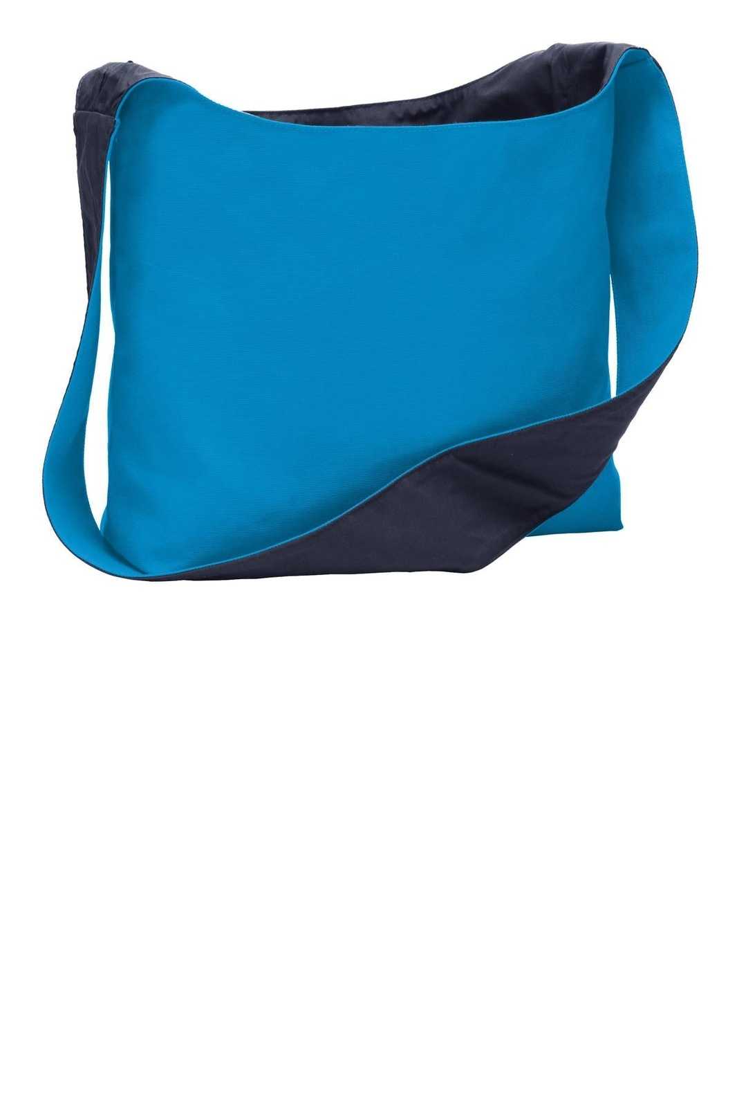 Port Authority BG405 Cotton Canvas Sling Bag - Turquoise Navy - HIT a Double - 1