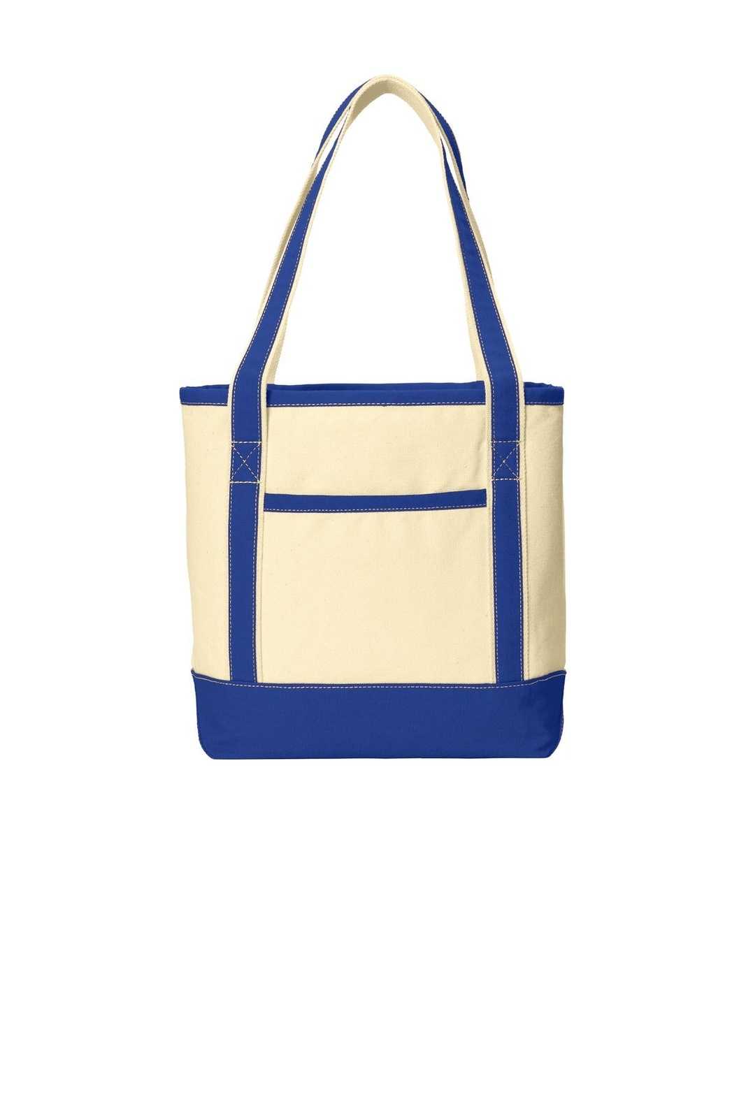 Port Authority BG412 Medium Cotton Canvas Boat Tote - Natural True Royal - HIT a Double - 1