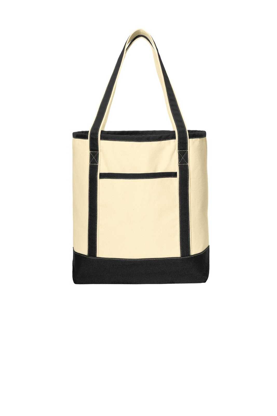 Port Authority BG413 Large Cotton Canvas Boat Tote - Natural Black - HIT a Double - 1